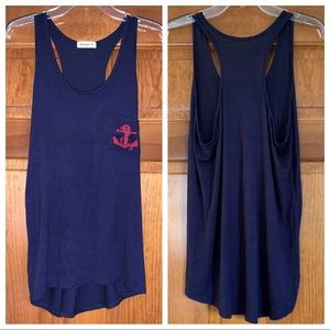 Ginger G Navy Tank Top w/ Anchor
